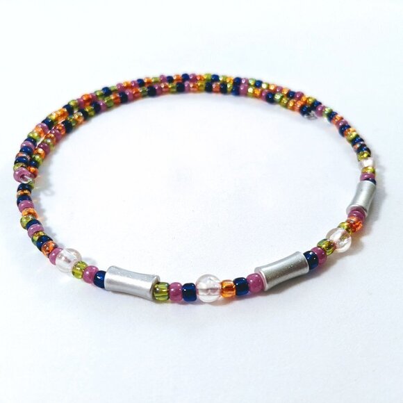 Multicolor Beaded Wire Choker & Bracelet - Picture 3 of 8